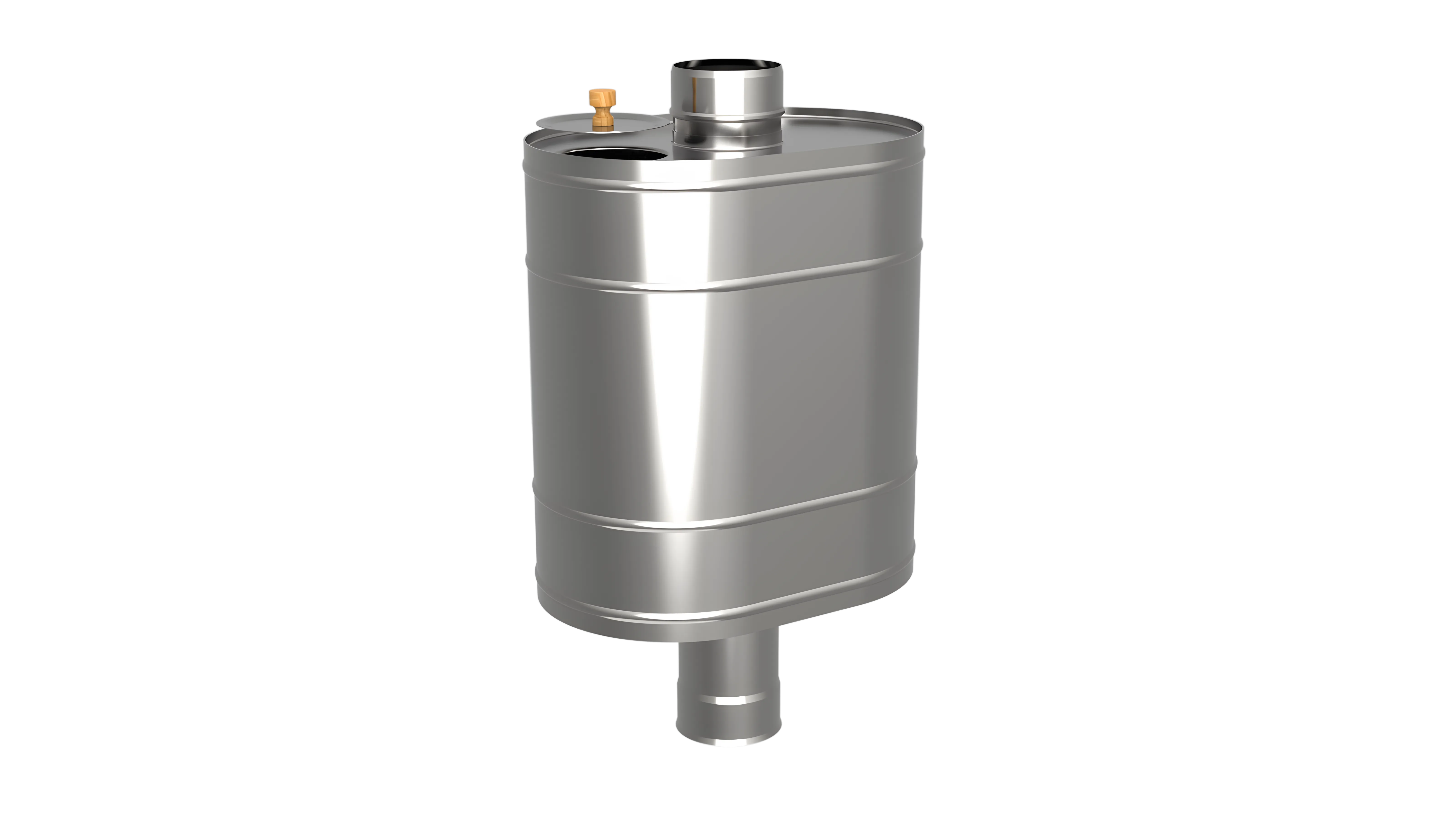 Бак на трубе для печи, 60л, ф 115, AISI 439/0,8мм, (штуцер 3/4")