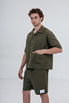 Рубашка мужская, цвет зеленый, Вафля Хлопок 100%, р-р M-L